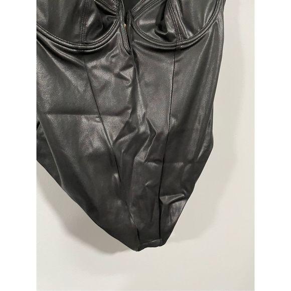 Popilush Bodysuit 2XL Tummy Control Faux Leather Shapewear Sleeveless Black NWT - Picture 6 of 7